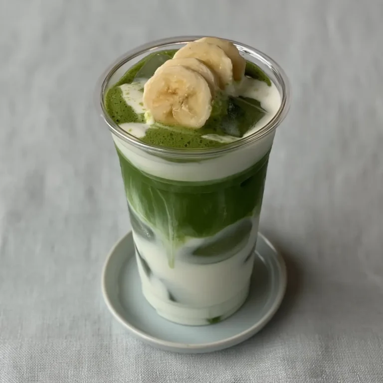 Matcha latte z kremem bananowym