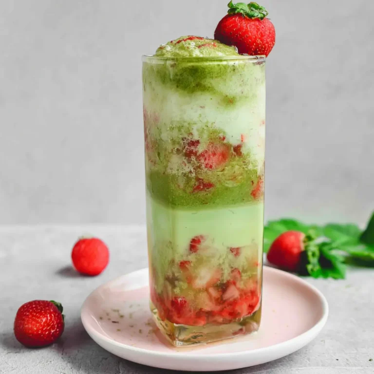 Mrożona truskawkowa matcha latte