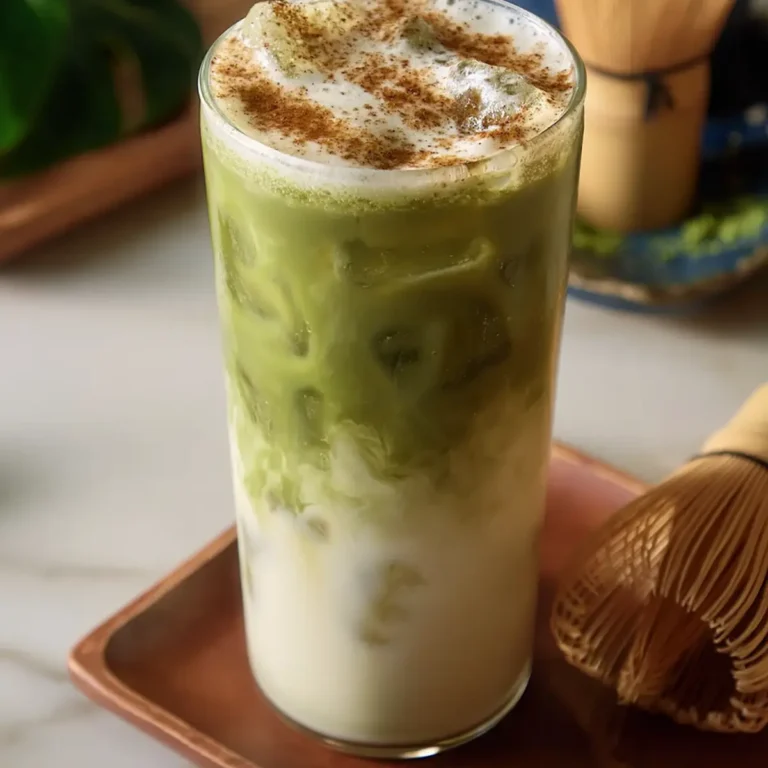 Mrożone matcha latte z brązowym cukrem