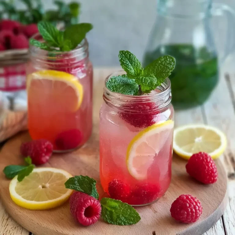 Różowa lemoniada z malinami i miętą