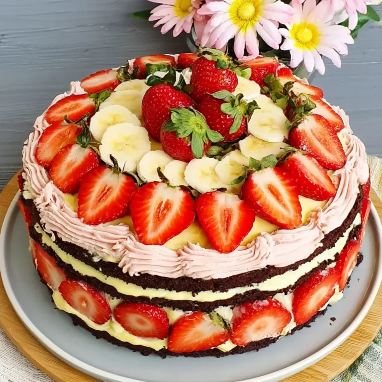 Tort dla dzieci z bananami i truskawkami