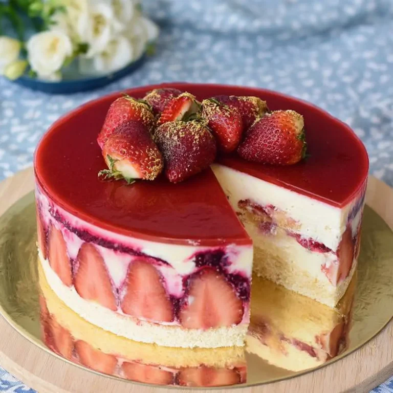 Tort z truskawkami i kremem waniliowym po fraisier