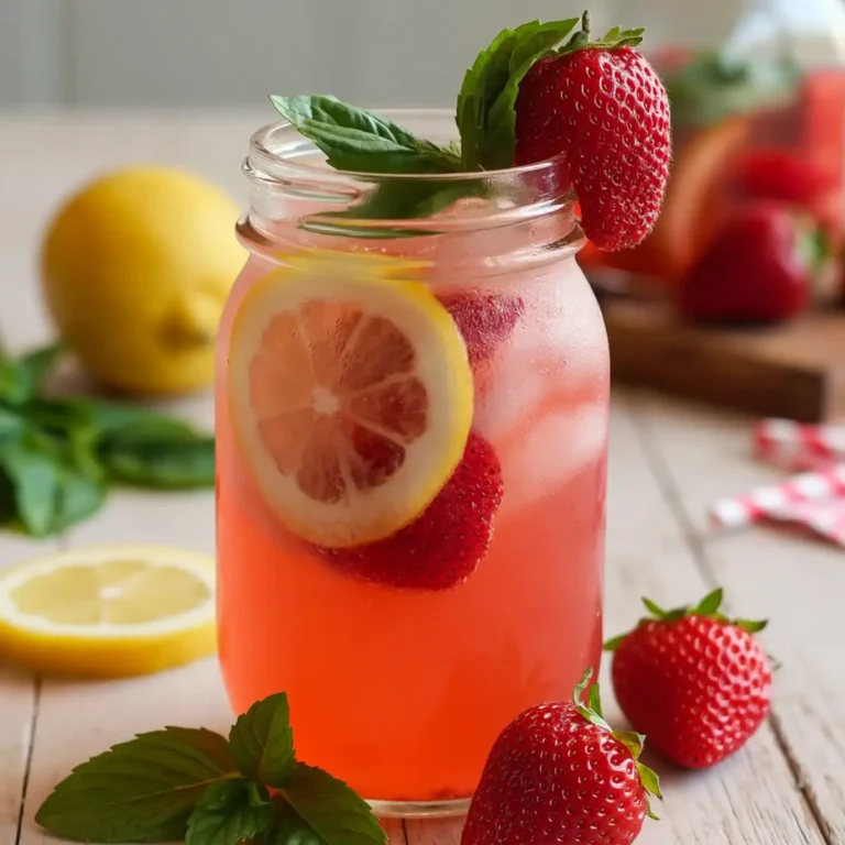 Świeża lemoniada cytrynowo-truskawkowa