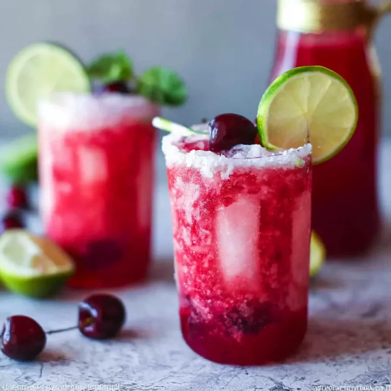 Lemoniada limonkowa ze świeżymi wiśniami słodzona miodem