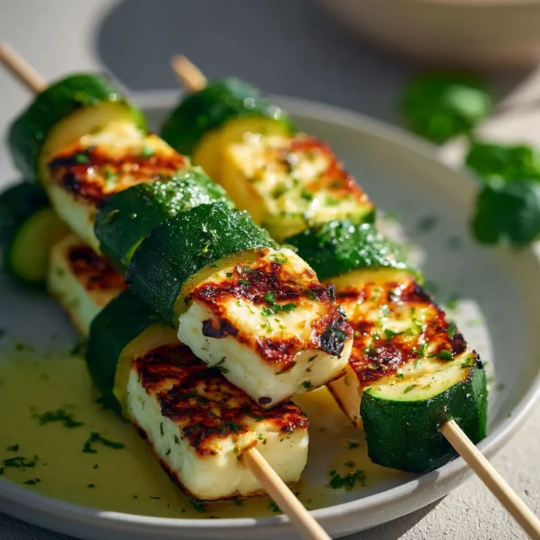 Szaszłyki z halloumi i cukinią z grilla