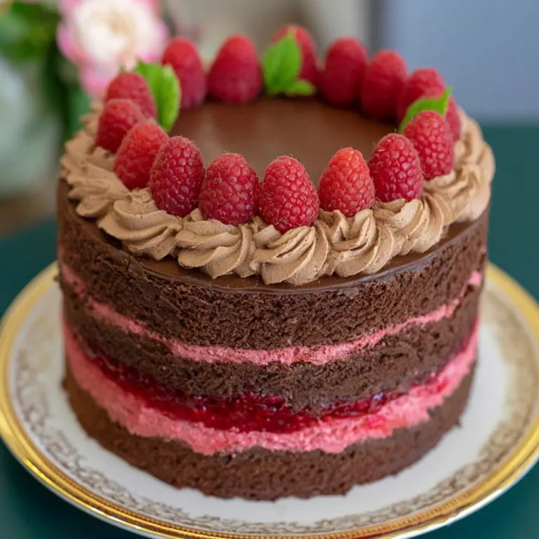 Tort czekoladowy z malinami